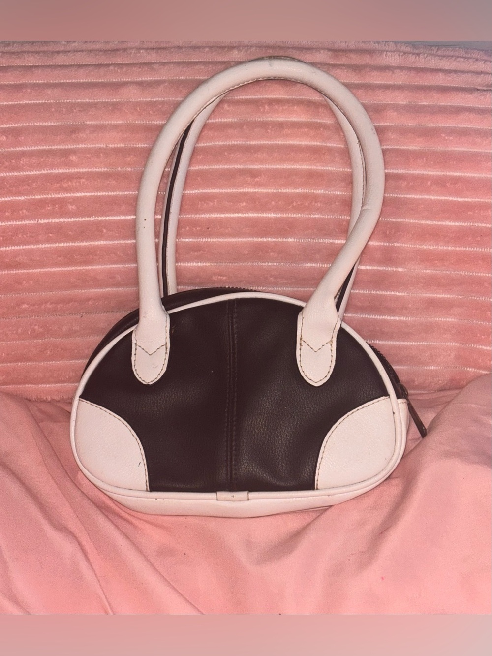 Classic Two-Tone Black and White Dome Shoulder Bag